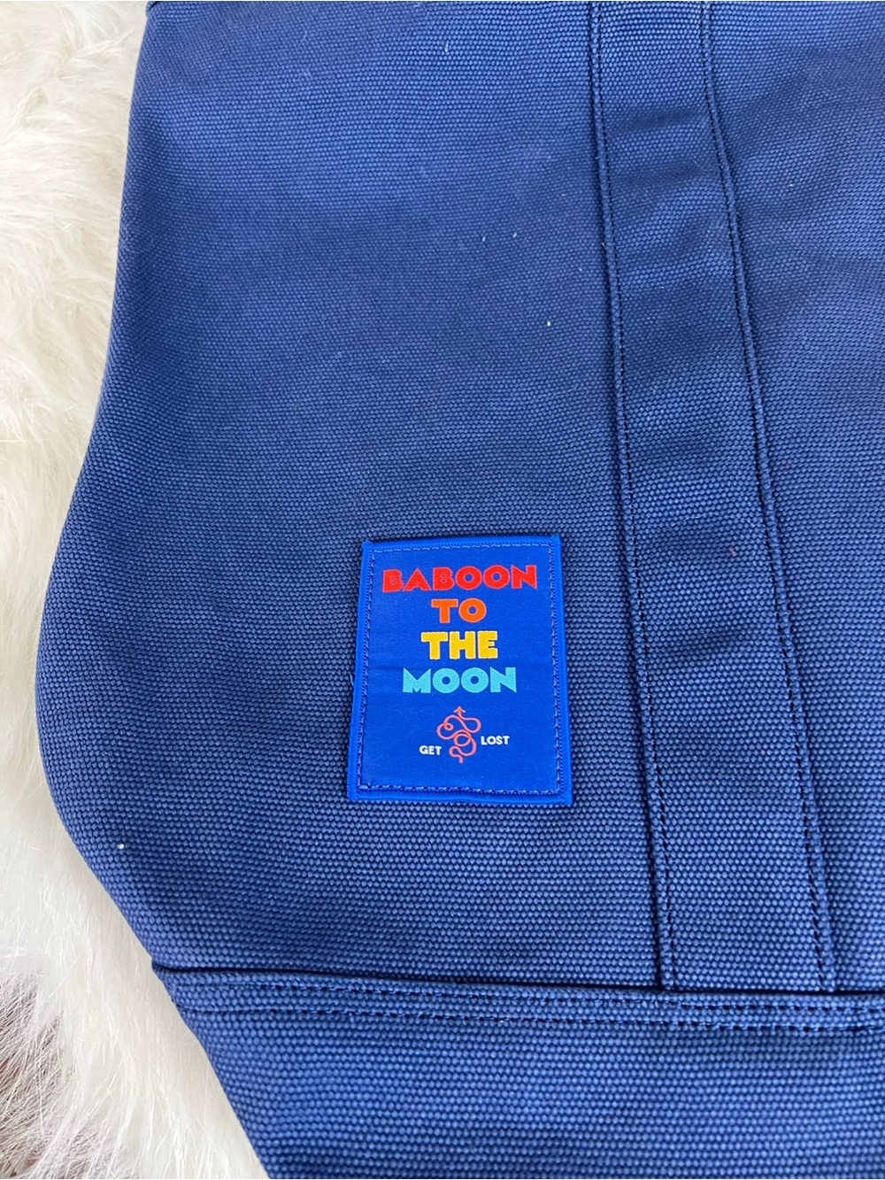 Baboon to the Moon Big Navy Canvas Tote Bag new without tags boat tote - Picture 5 of 14